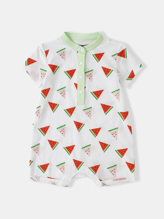 Baby Short Sleeve All-Over Watermelon Print Romper