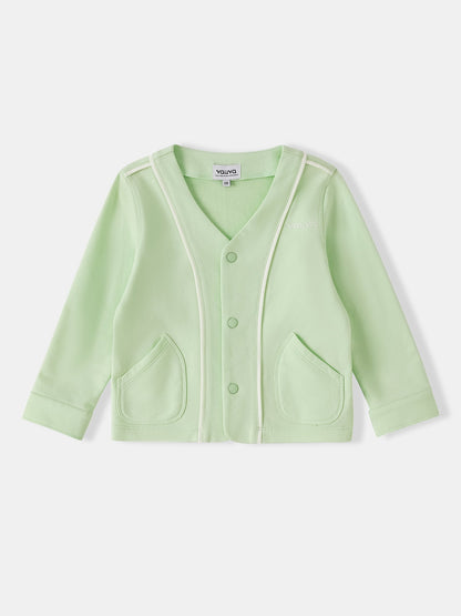 Kid Logo Embroidery Open Chest Jacket