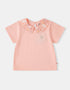 Kid Ruffle Collar Short Sleeve Bunny Print Tee