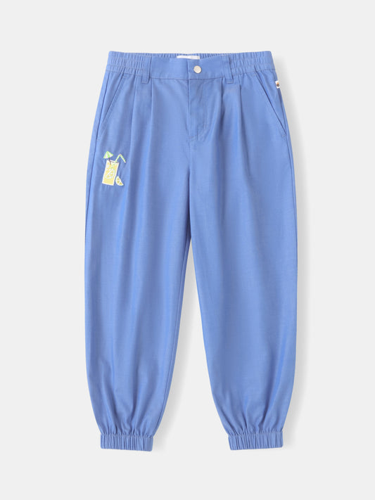 Kid Lemon Tea Print Barrel Pants