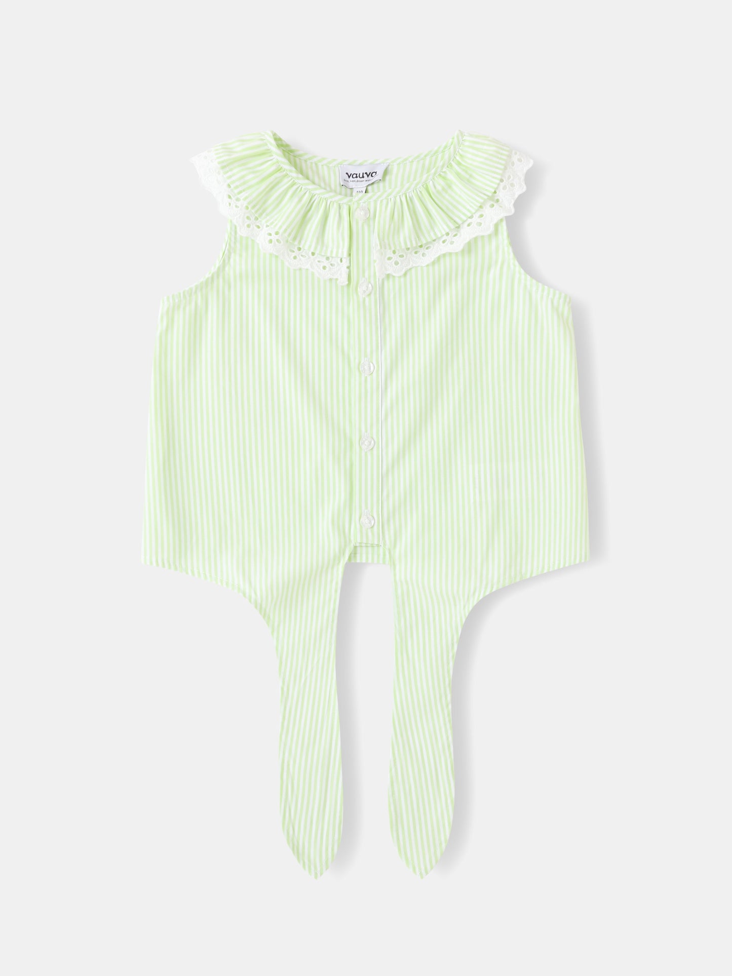 Kid Lace-Trimmed Collar Sleeveless Tie Bottom Top