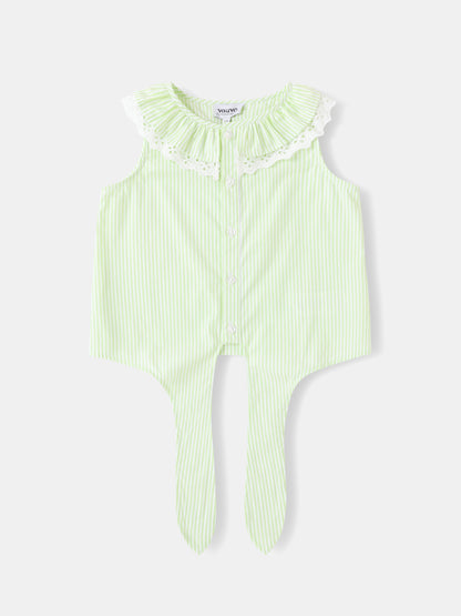 Kid Lace-Trimmed Collar Sleeveless Tie Bottom Top