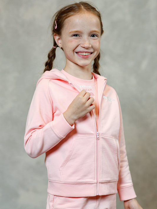 Kid Long Sleeve Embroidery Zipped Hoodie