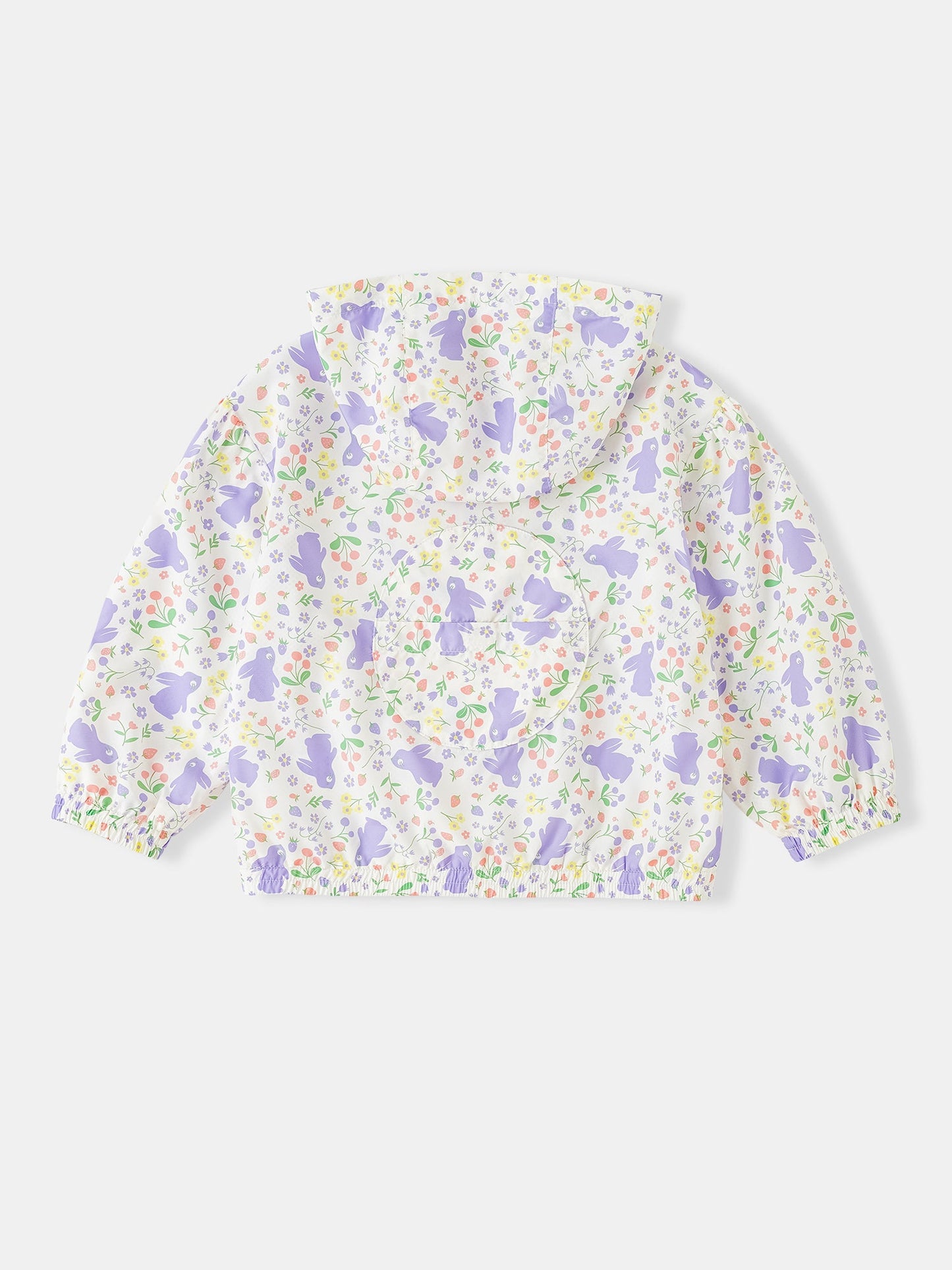 Kid All-Over Bunny Print Frills Zipped Windbreaker