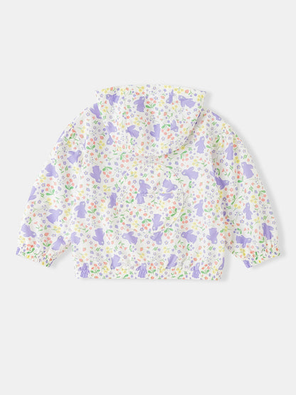 Kid All-Over Bunny Print Frills Zipped Windbreaker
