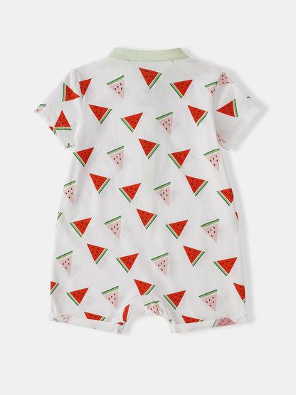 Baby Short Sleeve All-Over Watermelon Print Romper