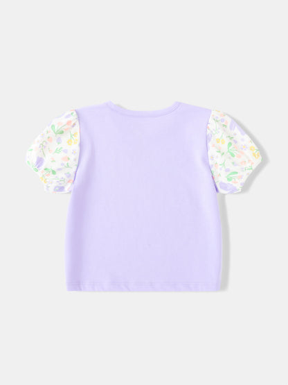 Baby Short Puff Sleeve Bunny Print Tee