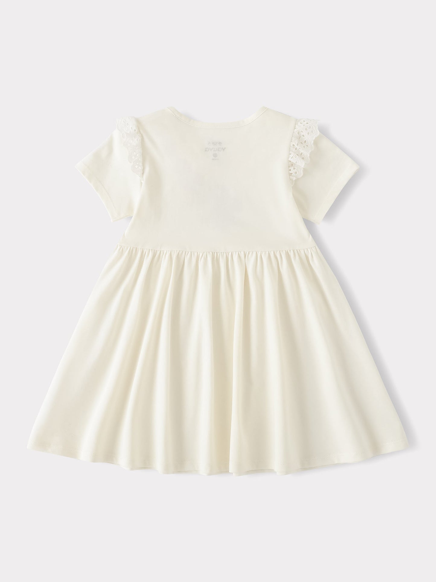 Kid Short Sleeve Lace-Trimmed Bunny Print Dress