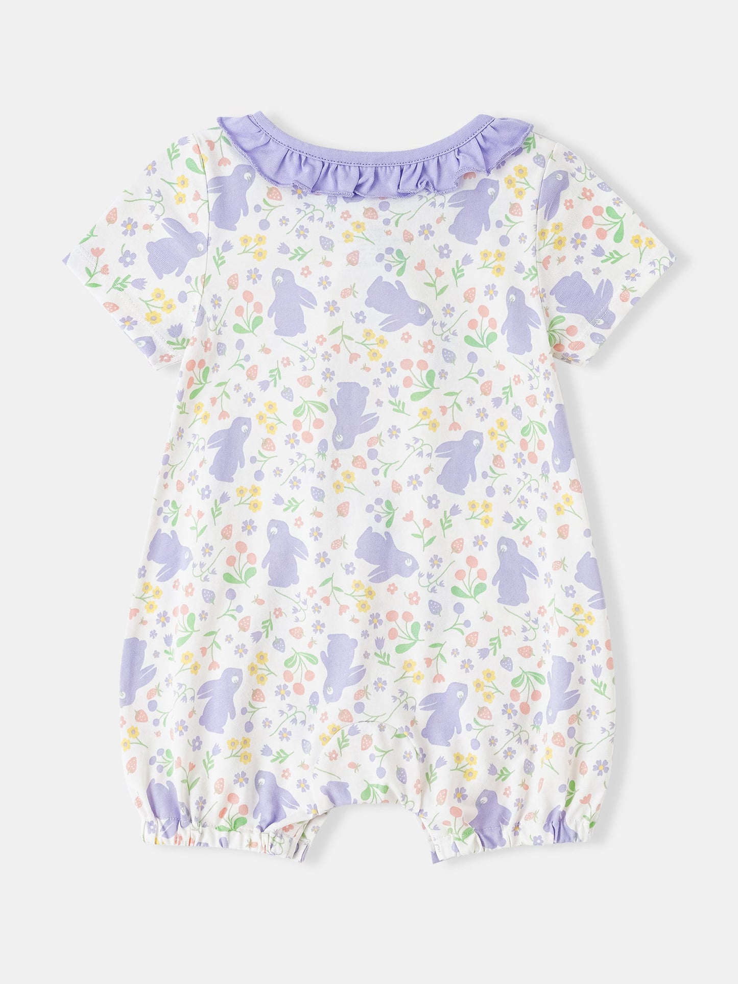 Baby Ruffle Collar All-Over Bunny Print Romper