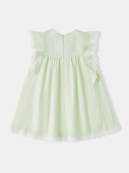 Kid Lace-Trimmed Ruffle Sleeve Dress