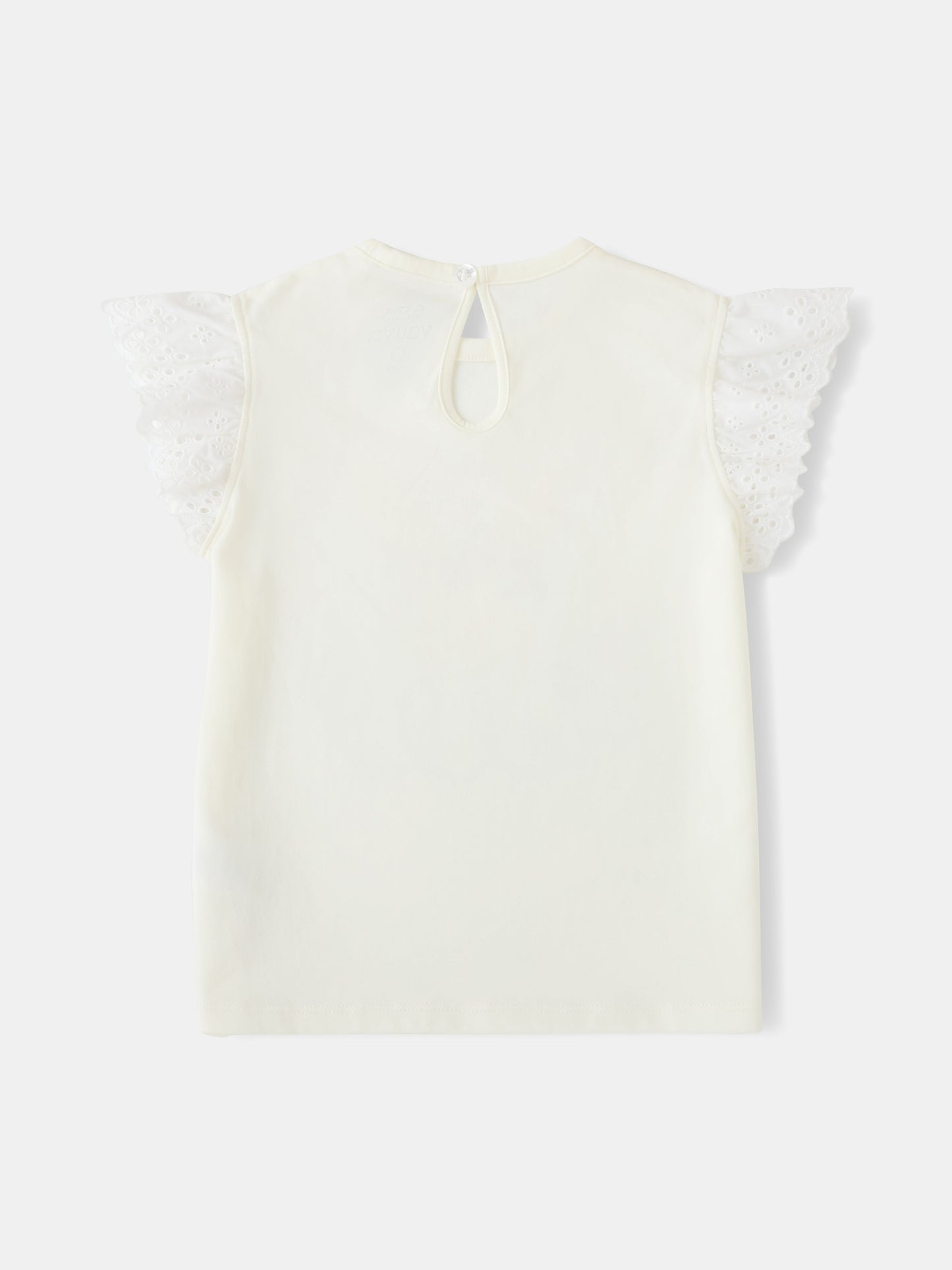 Kid Lace Cap Sleeve Bunny Print Tee