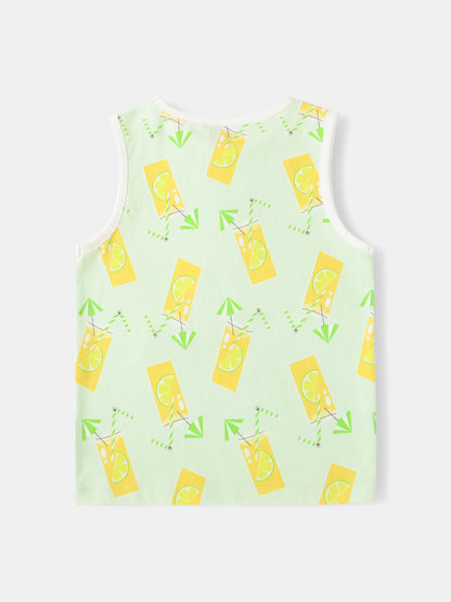 Kid All-Over Lemon Tea Print Tank Top