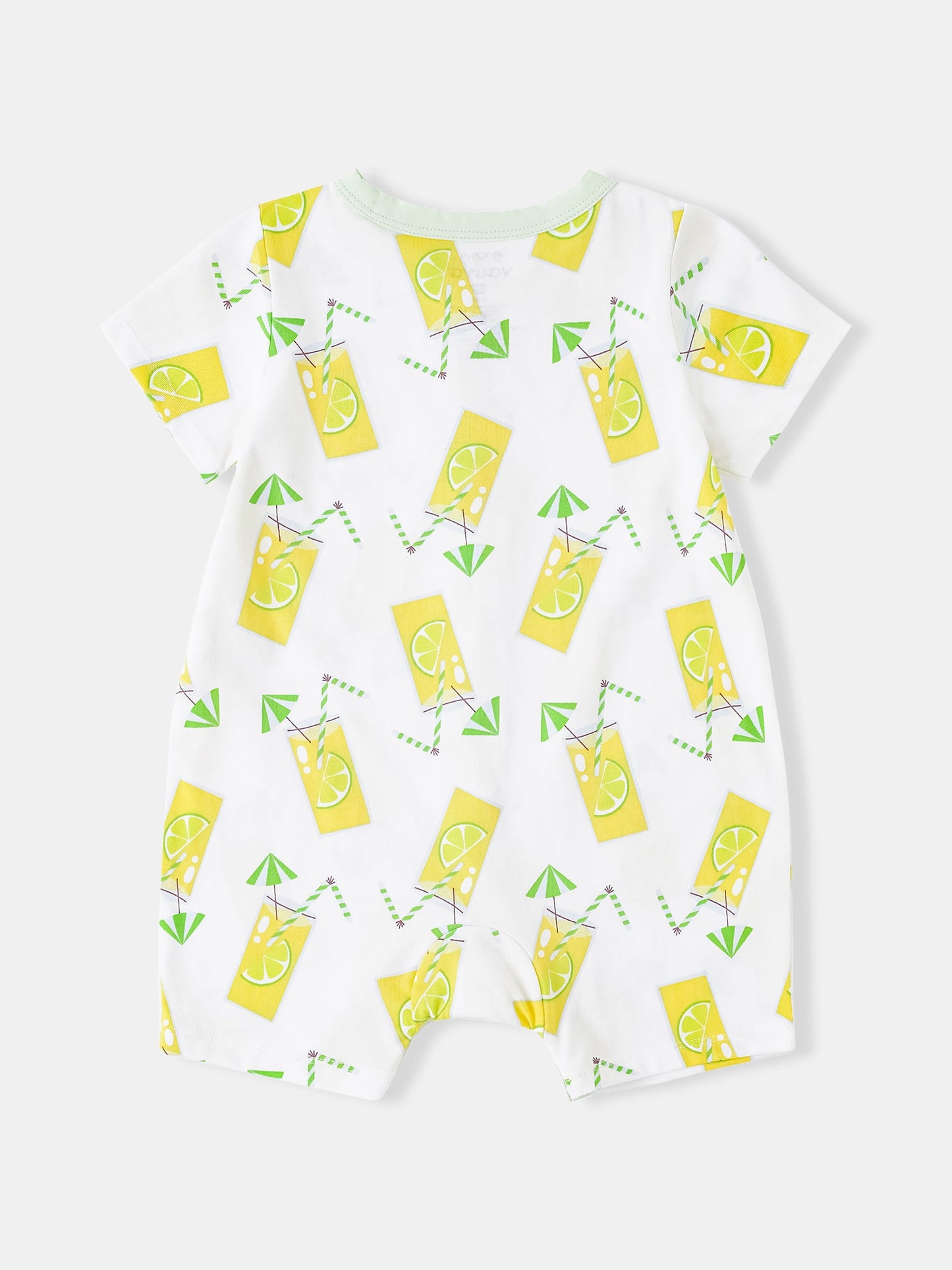 Baby Short Sleeve All-Over Lemon Tea Print Romper