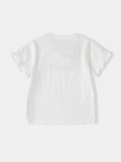 Kid Ruffle Short Sleeve Berries Print Tee