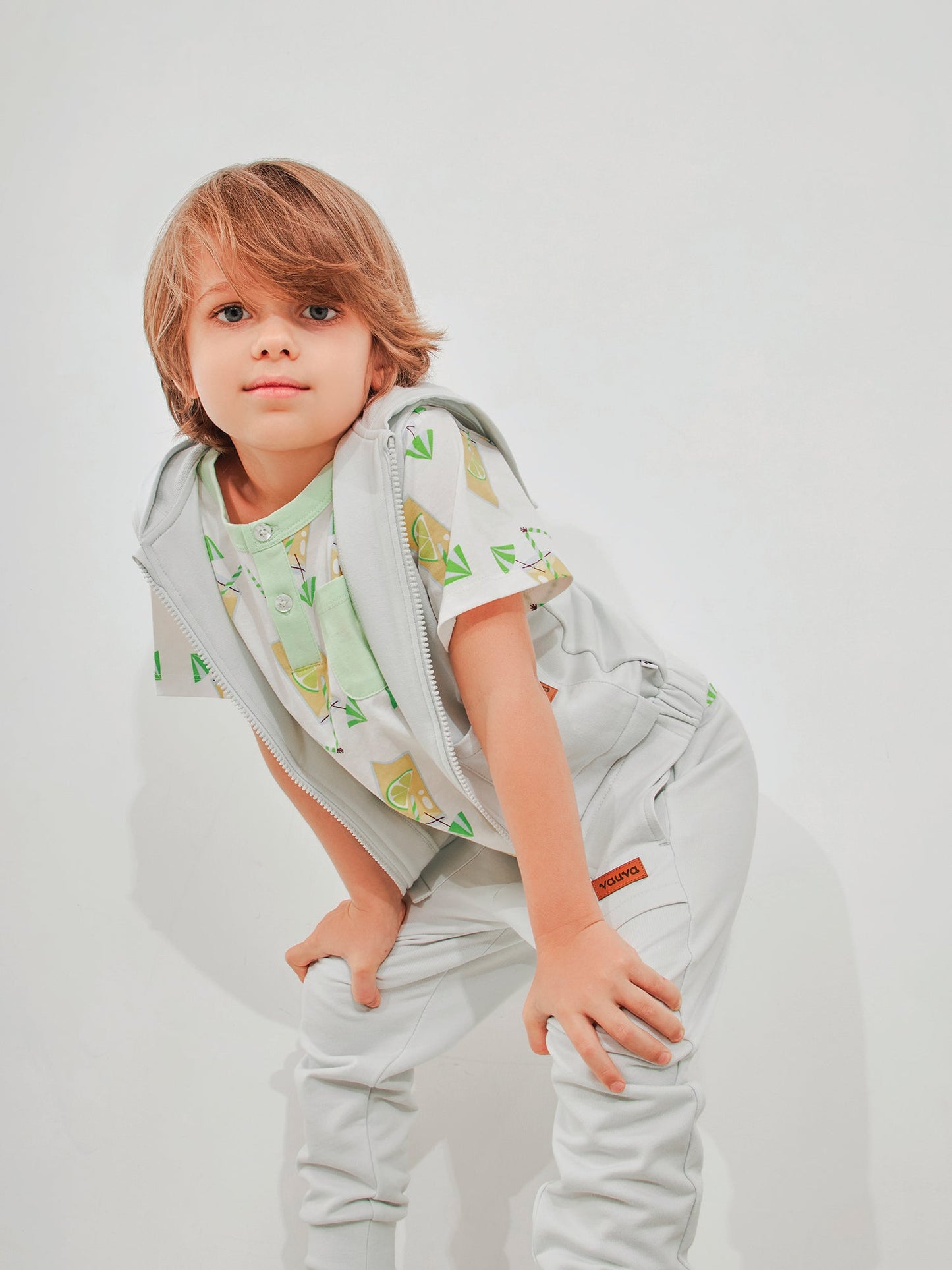 Kid Short Sleeve All-Over Lemon Tea Print Pocket Tee
