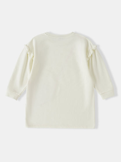 Kid Long Sleeve Strawberry Applique Sweatdress