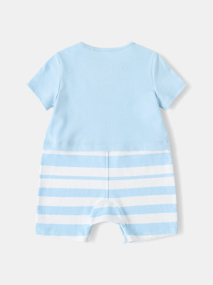 Baby Short Sleeve Watermelon Print Two-Tone Romper