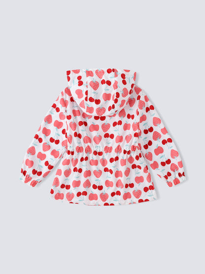 Kid All-Over Berries Print Zipped Windbreaker