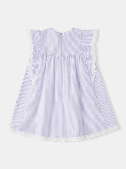 Kid Lace-Trimmed Ruffle Sleeve Dress