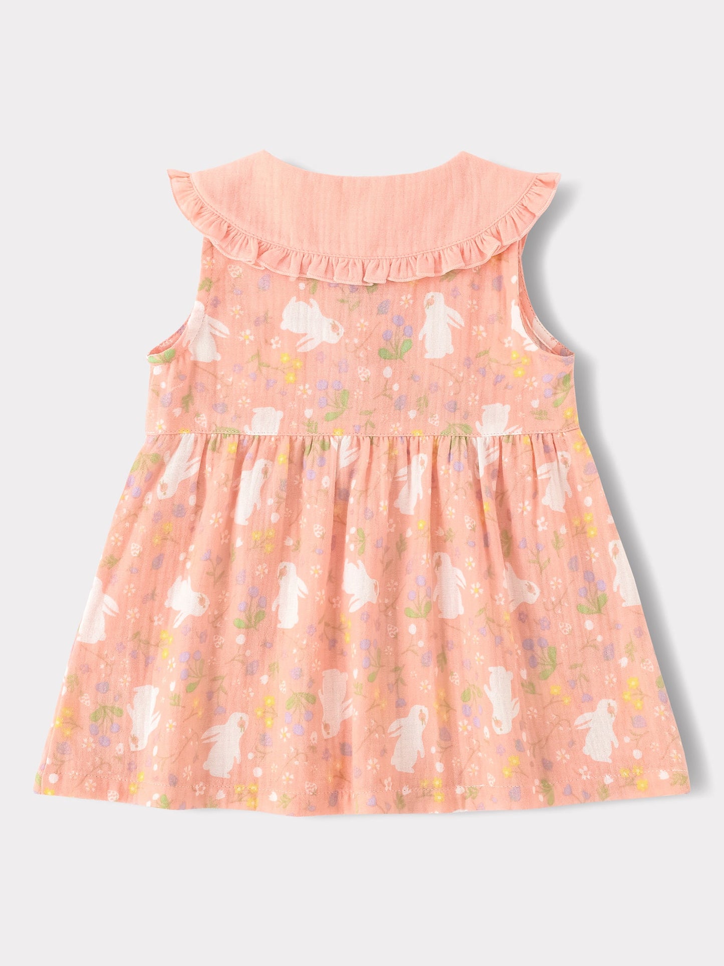 Baby Babydoll Collar Sleeveless All-Over Bunny Print Dress & Knicker Set