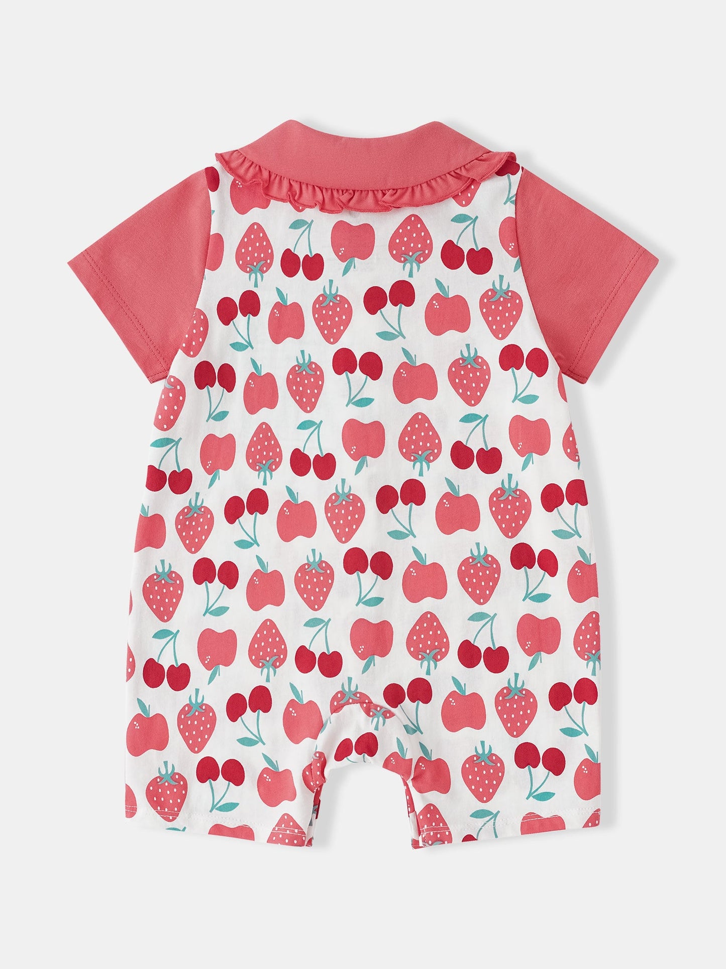 Baby Peter Pan Collar Short Sleeve All-Over Berries Print Romper