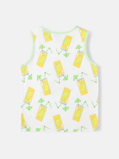 Kid All-Over Lemon Tea Print Tank Top