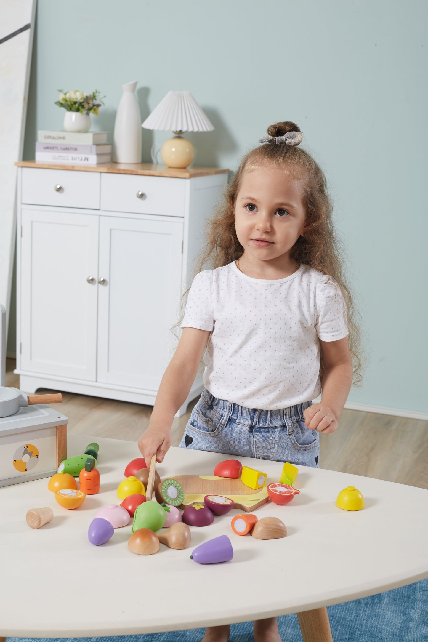 FN FN - Wooden Kitchen Toys (Fruit Cutting with Cat Chopping Board) Wooden Toy