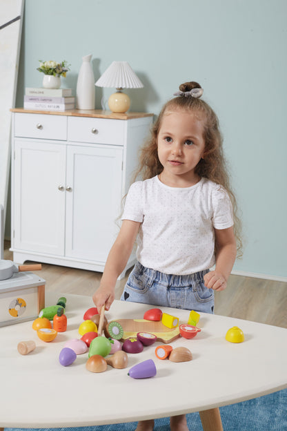 FN FN - Wooden Kitchen Toys (Fruit Cutting with Cat Chopping Board) Wooden Toy