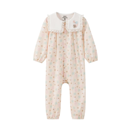 Angel-Print Puritan Collar Romper