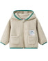 Bear-Embroidered Hooded Teddy Jacket