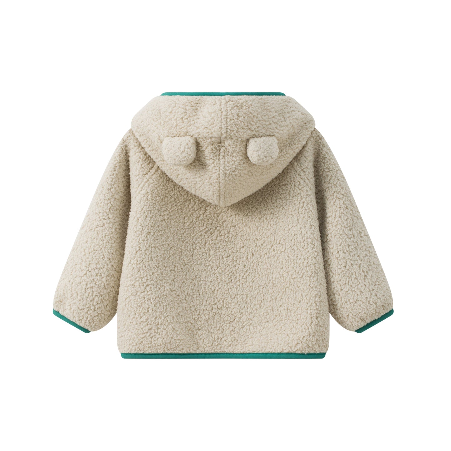 Bear-Embroidered Hooded Teddy Jacket