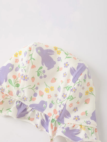 Baby All-Over Bunny Print Ruffle Hat