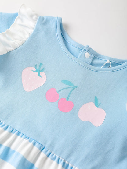 Baby Ruffle Sleeve Berries Print Dress & Knicker Set