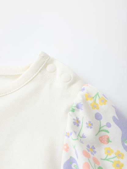 Baby Short Puff Sleeve Bunny Print Tee