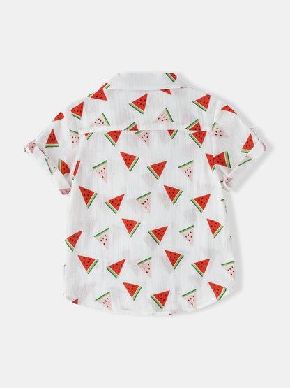 Kid Short Sleeve All-Over Watermelon Print Shirt