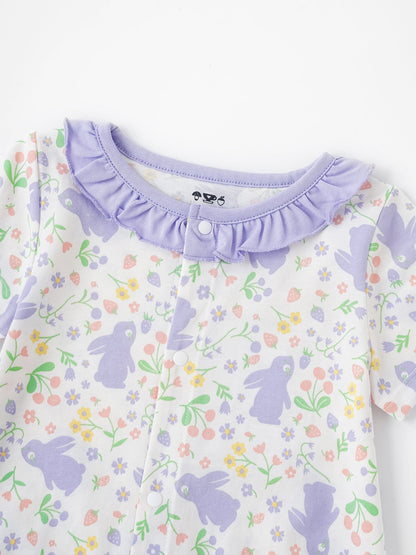 Baby Ruffle Collar All-Over Bunny Print Romper