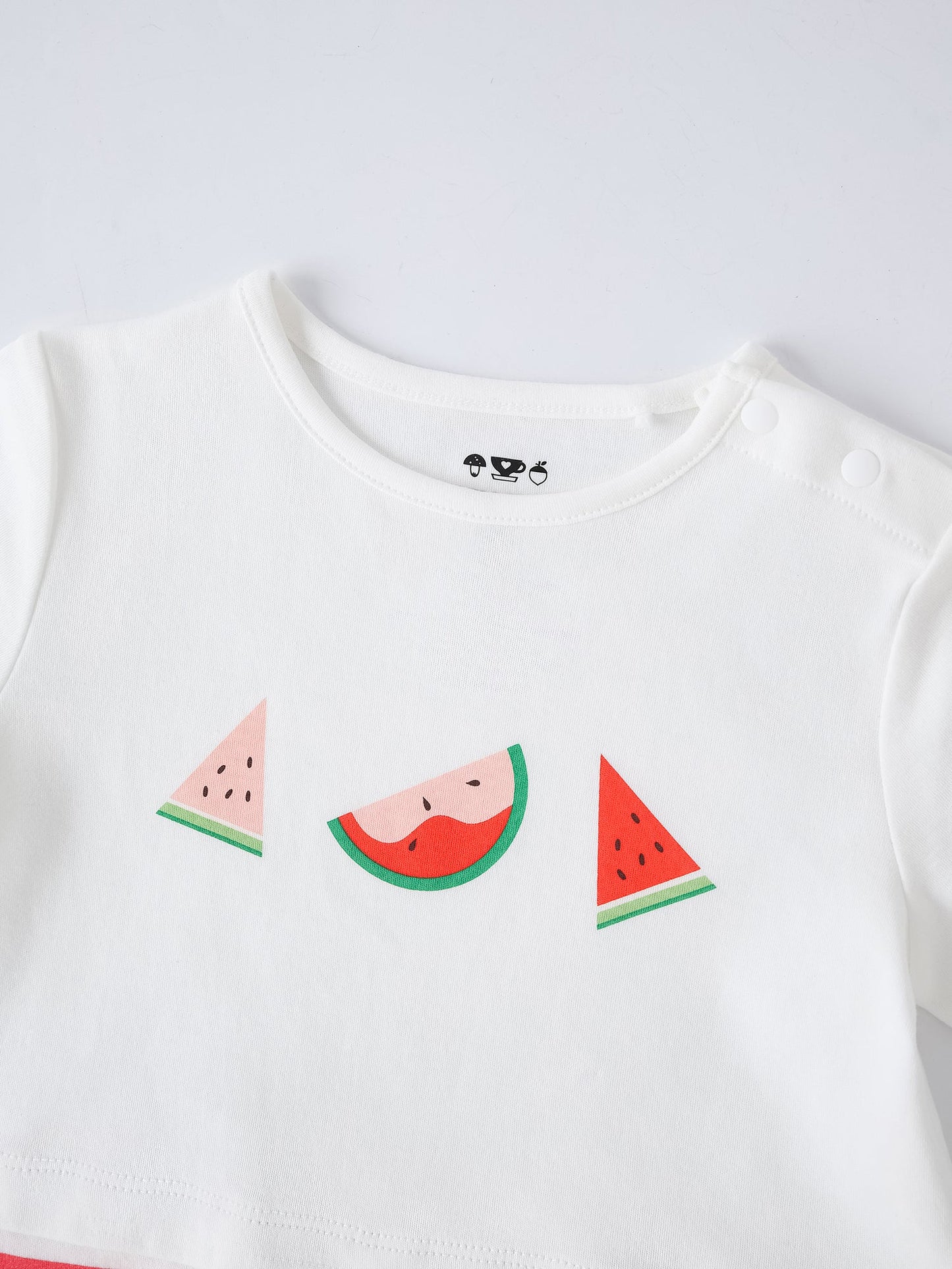 Baby Short Sleeve Watermelon Print Two-Tone Romper