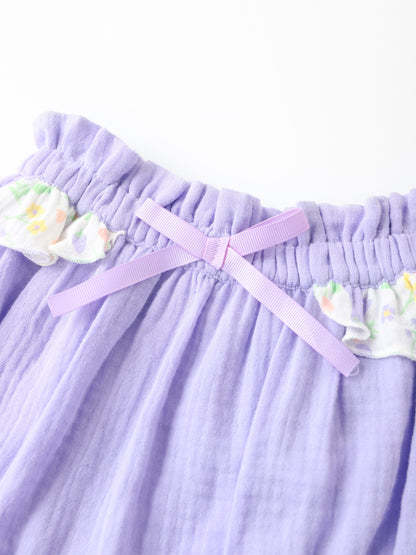 Baby All-Over Bunny Print Two-Tone Frilly Shorts