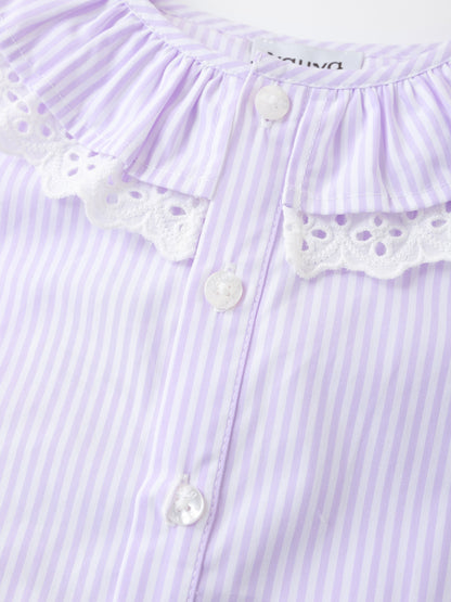Kid Lace-Trimmed Collar Sleeveless Tie Bottom Top