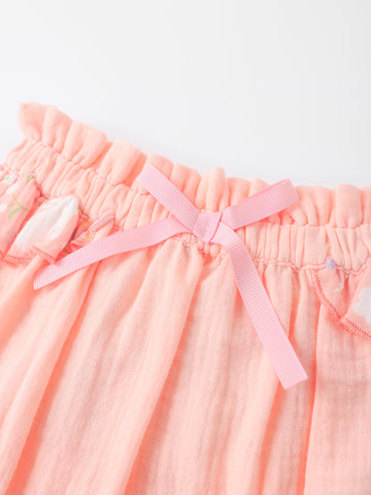 Baby All-Over Bunny Print Two-Tone Frilly Shorts