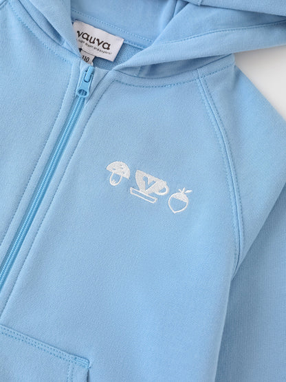 Kid Long Sleeve Embroidery Zipped Hoodie