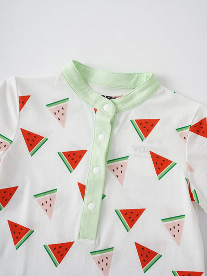 Baby Short Sleeve All-Over Watermelon Print Romper
