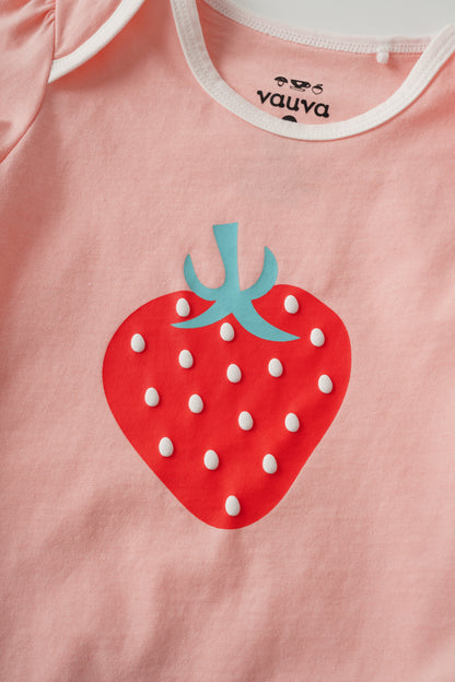 Baby Short Sleeve Strawberry Print Bodysuit