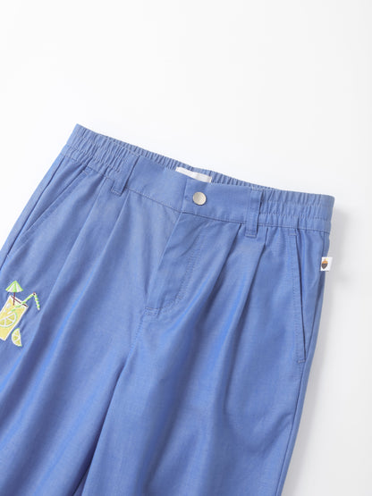 Kid Lemon Tea Print Barrel Pants