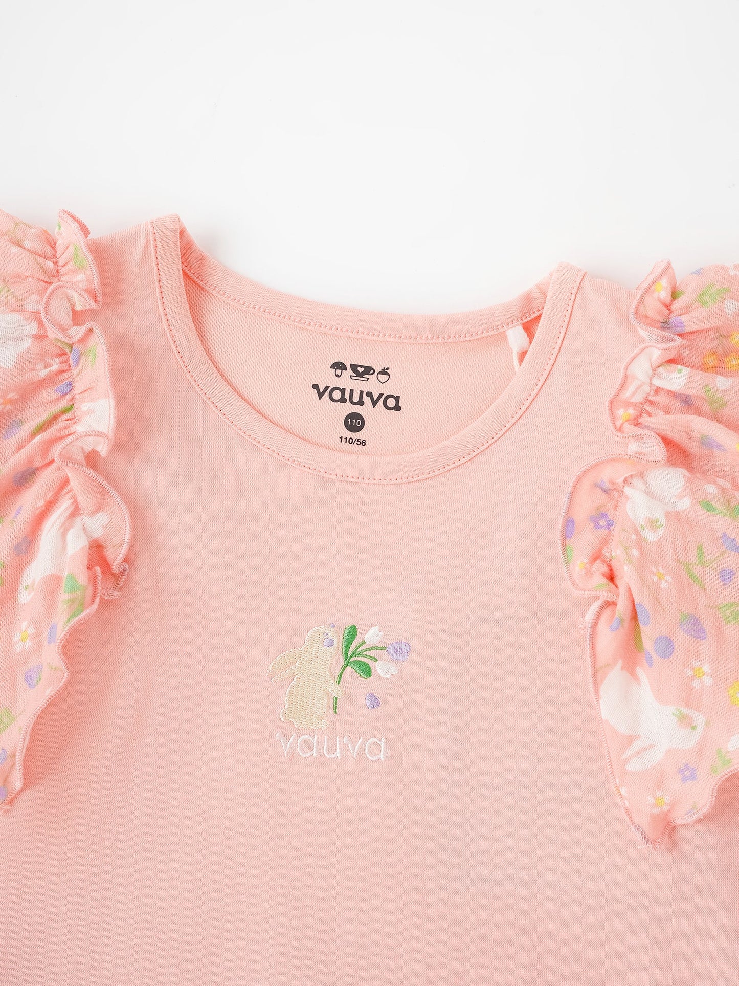 Kid Ruffle Cap Sleeve Bunny Print Dress