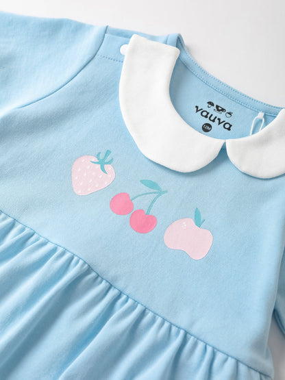 Baby Peter Pan Collar Short Sleeve Berries Print Dress