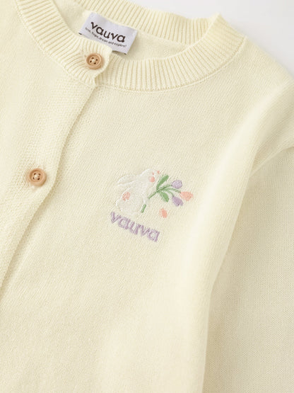 Kid Bunny Embroidery Cardigan