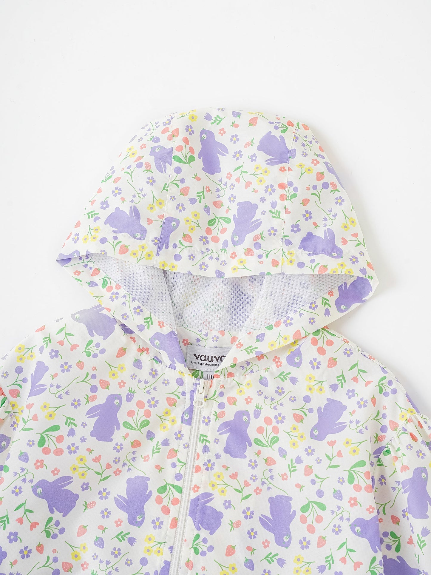 Kid All-Over Bunny Print Frills Zipped Windbreaker