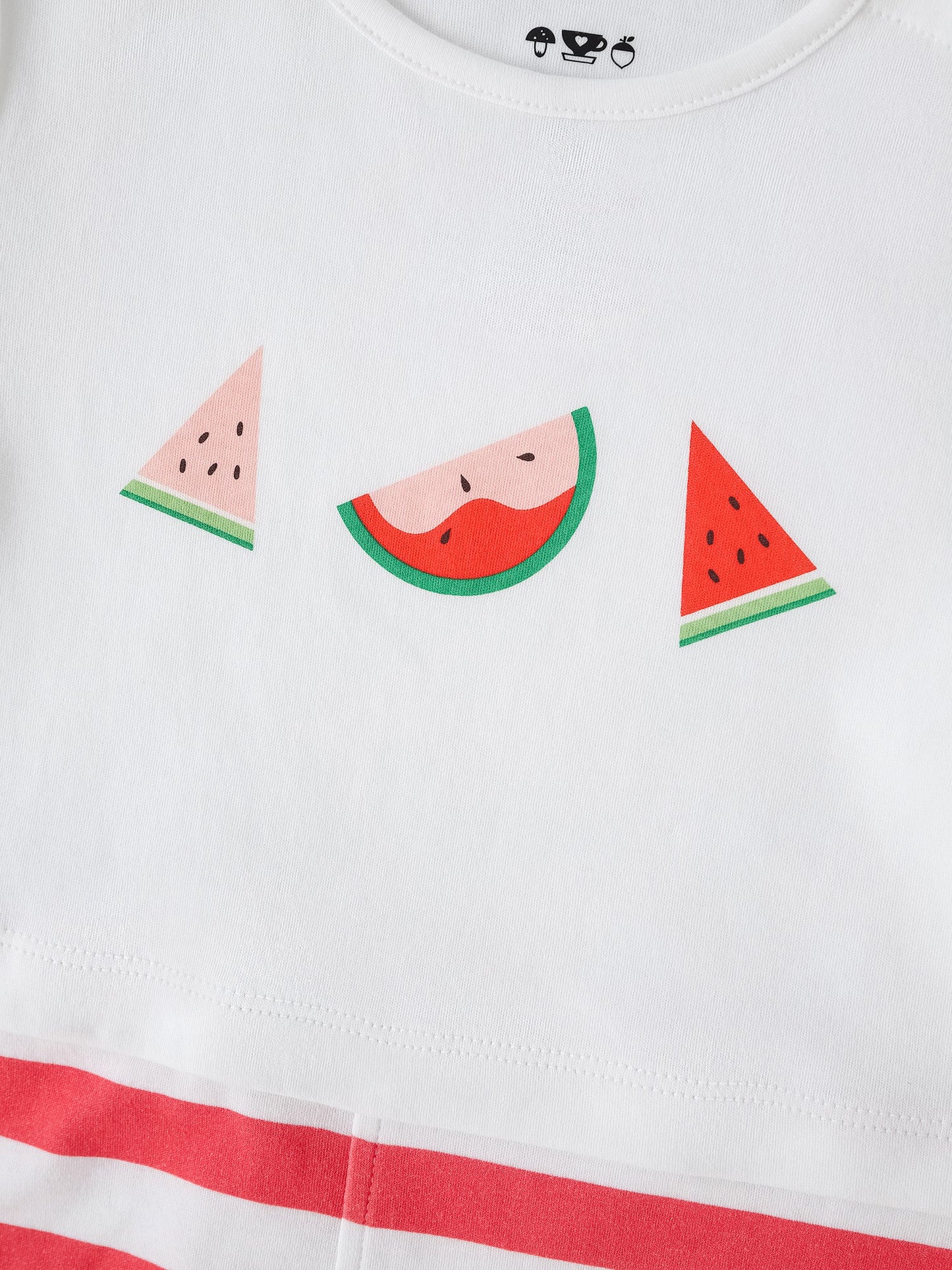Baby Short Sleeve Watermelon Print Two-Tone Romper