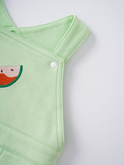 Baby Watermelon Embroidery Dungaree Shorts